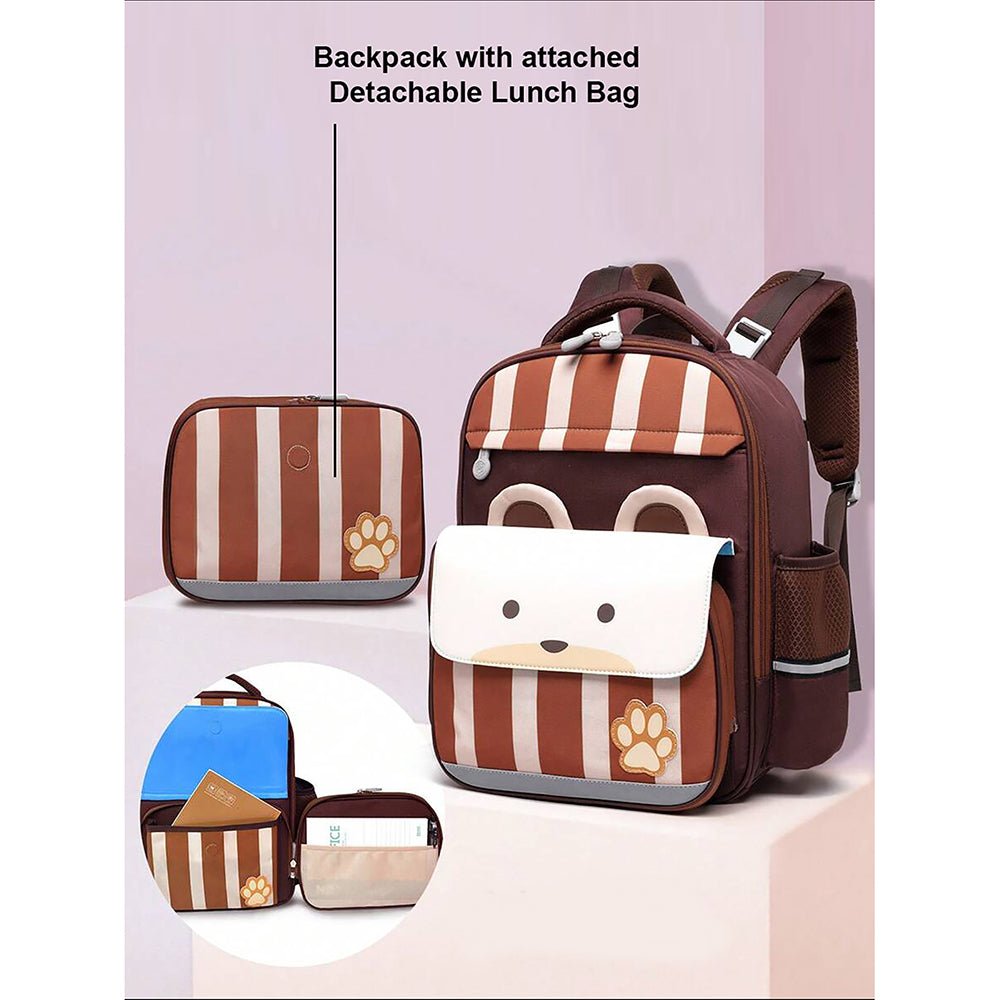 Little Surprise Box, Lunchbag and Ergonomic School Backpack for Kids.(2 pcs set) - LSB-BG-2PCSBRWNBEAR