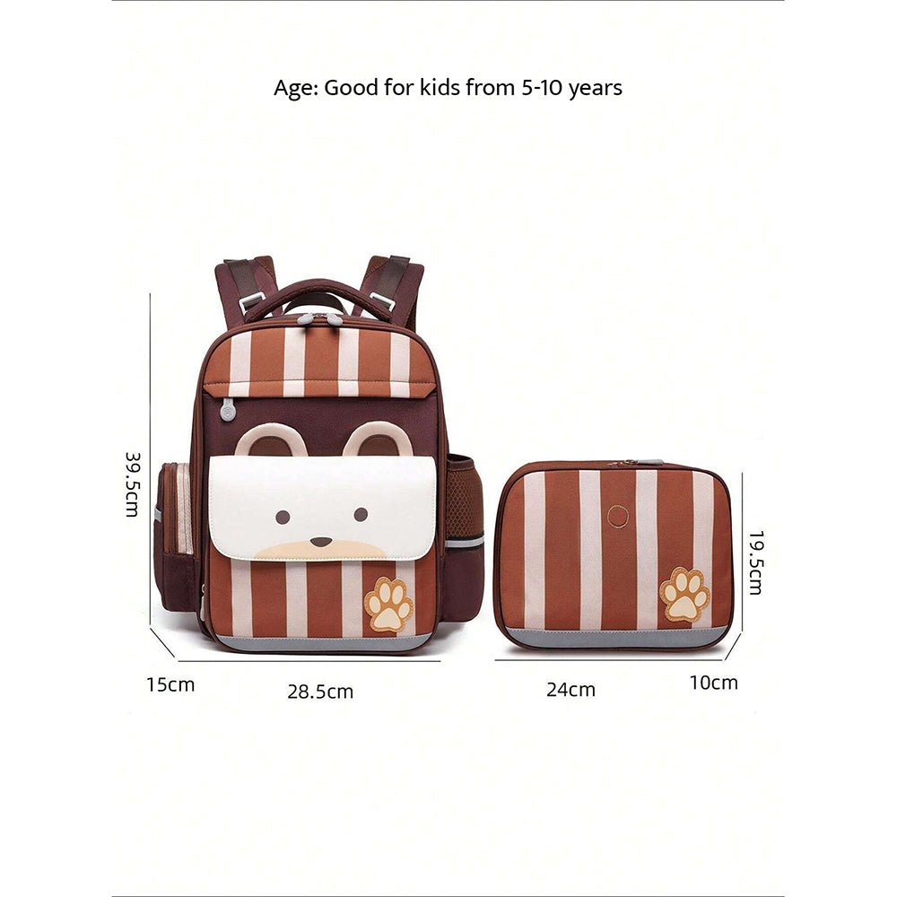 Little Surprise Box, Lunchbag and Ergonomic School Backpack for Kids.(2 pcs set) - LSB-BG-2PCSBRWNBEAR