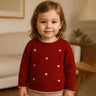 Little Surprise Box Maroon Mini Bows Knitted Cardigan, Christmas Winter Sweater for Kids - 2 - 3 Years Christmas Sweater