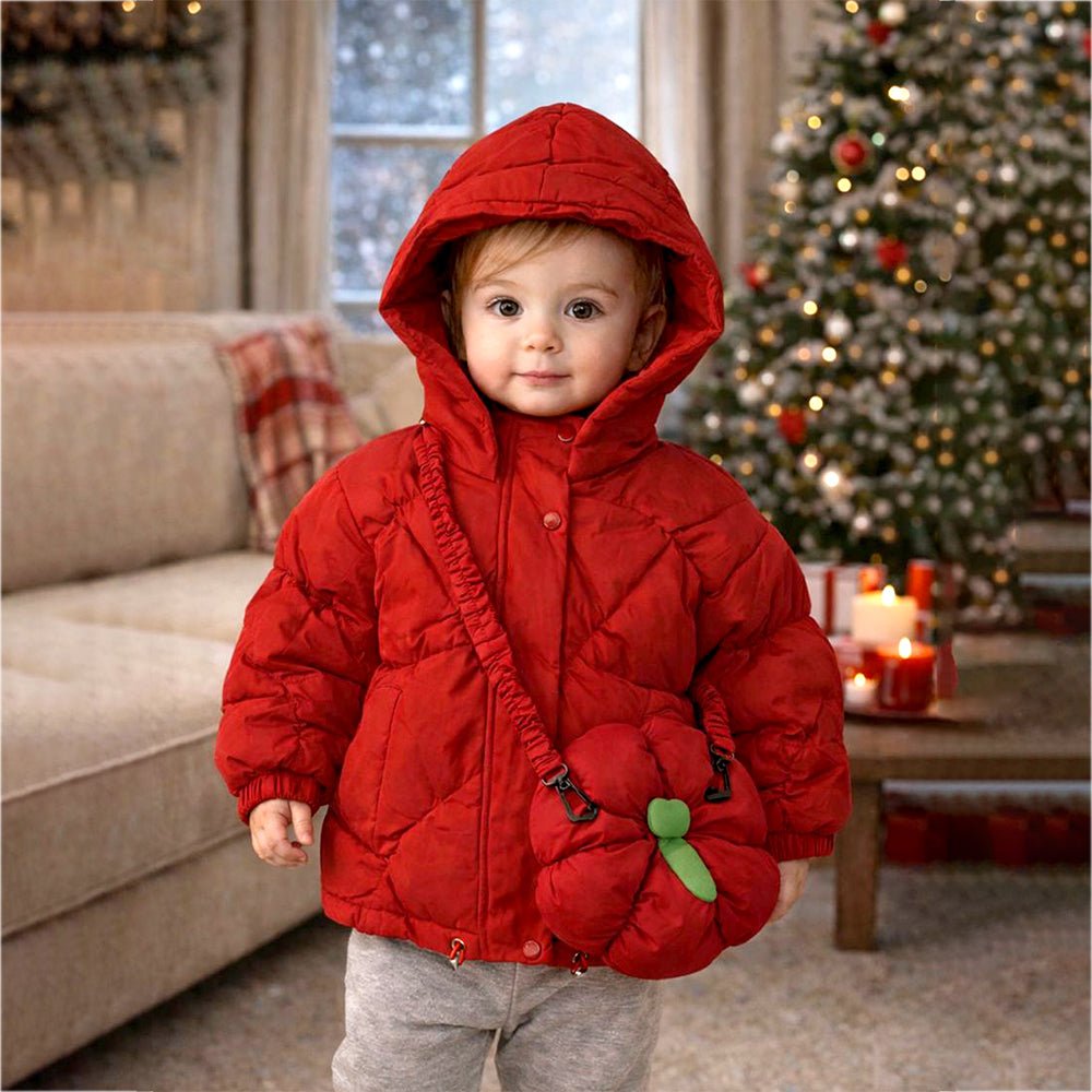 Little Surprise Box Maroon Puffer Quilted Hooded Winter Jacket for Kids - 4 - 5 Years Kids Sweater
