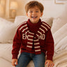 Little Surprise Box Maroon White Cardigan with Muffler, Christmas Winter Sweater for Kids - 4 - 5 Years Christmas Sweater