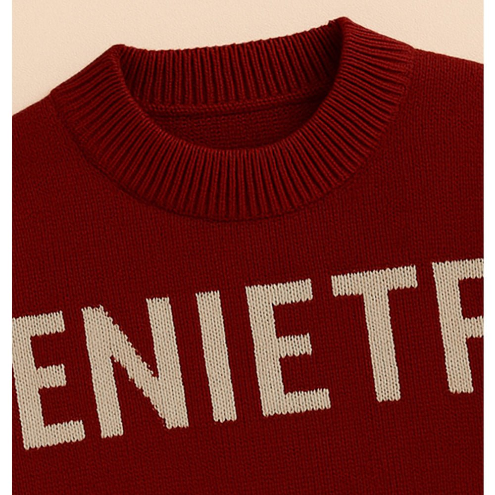 Little Surprise Box Maroon White Cardigan with Muffler, Christmas Winter Sweater for Kids - 4 - 5 Years Christmas Sweater