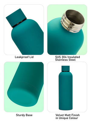 Little Surprise Box, Matt Finish Premium Stainless steel Bottle for Office, Gym and School, 1000ML - Teal