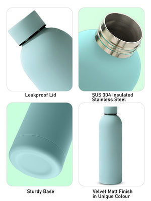 Little Surprise Box, Matt Finish Premium Stainless steel Bottle for Office, Gym and School, 1000ML - Skyblue