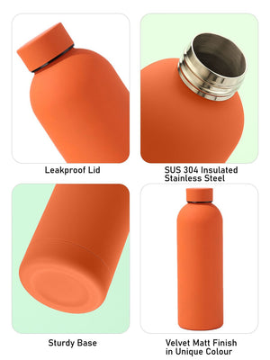 Little Surprise Box, Matt Finish Premium Stainless steel Bottle for Office, Gym and School, 1000ML - Orange