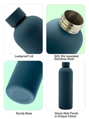 Little Surprise Box, Matt Finish Premium Stainless steel Bottle for Office, Gym and School, 1000ML - Navy blue