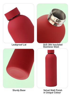 Little Surprise Box ,Matt Finish Premium Stainless steel Double Wall Bottle for Office, Gym and School, 750ML - Red colour