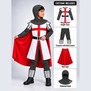 Little Surprise Box, Medieval Crusader Knight Boys, Kids Halloween Costume Fancy Dress Up - XS Halloween Costumes