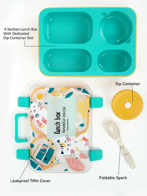 Little Surprise Box Meow Compact Tiffin Lunch Box for Kids - LSB - LB - TEAL - MEOW