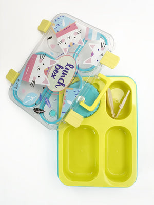 Little Surprise Box Meow Compact Tiffin Lunch Box for Kids - LSB - LB - FLURO - MEOW