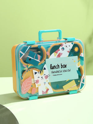 Little Surprise Box Meow Compact Tiffin Lunch Box for Kids - LSB - LB - TEAL - MEOW
