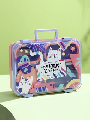 Little Surprise Box Meow Compact Tiffin Lunch Box for Kids - LSB - LB - FLURO - MEOW