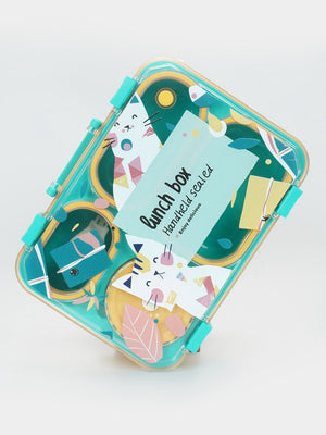 Little Surprise Box Meow Compact Tiffin Lunch Box for Kids - LSB - LB - TEAL - MEOW