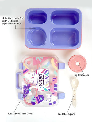 Little Surprise Box Meow Compact Tiffin Lunch Box for Kids - LSB - LB - PURPL - MEOW