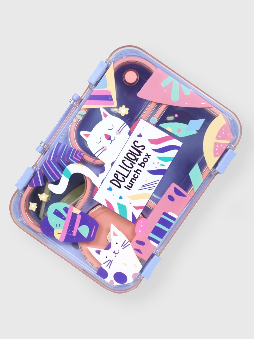 Little Surprise Box Meow Compact Tiffin Lunch Box for Kids - LSB - LB - PURPL - MEOW