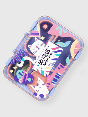 Little Surprise Box Meow Compact Tiffin Lunch Box for Kids - LSB - LB - PURPL - MEOW