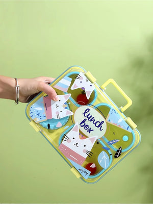 Little Surprise Box Meow Compact Tiffin Lunch Box for Kids - LSB - LB - FLURO - MEOW