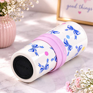 Little Surprise Box Meow & Polka Stainless Steel Tumbler Water Bottle - Purple Water Bottle