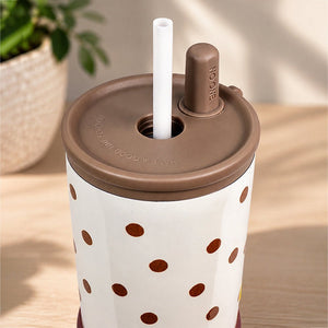 Little Surprise Box Meow & Polka Stainless Steel Tumbler Water Bottle - Brown Water Bottle