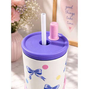 Little Surprise Box Meow & Polka Stainless Steel Tumbler Water Bottle - Purple Water Bottle