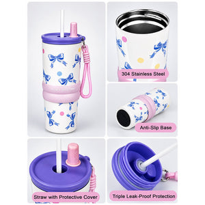 Little Surprise Box Meow & Polka Stainless Steel Tumbler Water Bottle - Purple Water Bottle