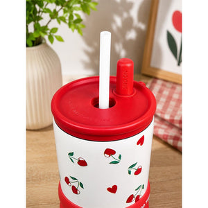 Little Surprise Box Meow & Polka Stainless Steel Tumbler Water Bottle - Red Water Bottle