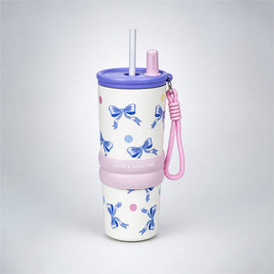 Little Surprise Box Meow & Polka Stainless Steel Tumbler Water Bottle - Purple Water Bottle