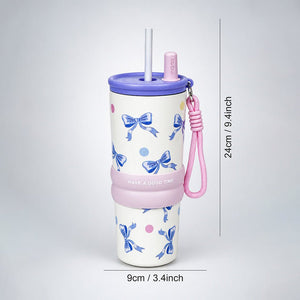 Little Surprise Box Meow & Polka Stainless Steel Tumbler Water Bottle - Purple Water Bottle