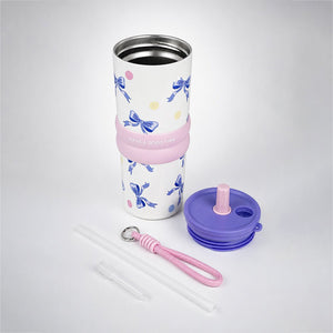 Little Surprise Box Meow & Polka Stainless Steel Tumbler Water Bottle - Purple Water Bottle