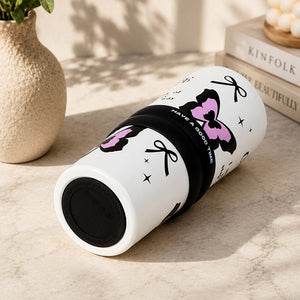 Little Surprise Box Meow & Polka Stainless Steel Tumbler Water Bottle | The Mom Store - Black Water Bottle