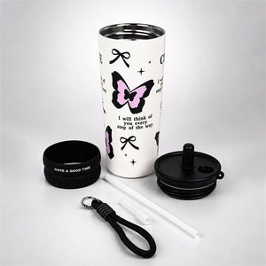 Little Surprise Box Meow & Polka Stainless Steel Tumbler Water Bottle | The Mom Store - Black Water Bottle