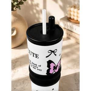 Little Surprise Box Meow & Polka Stainless Steel Tumbler Water Bottle | The Mom Store - Black Water Bottle