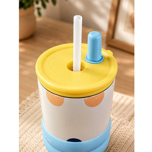Little Surprise Box Meow & Polka Stainless Steel Tumbler Water Bottle | The Mom Store - Yellow Water Bottle