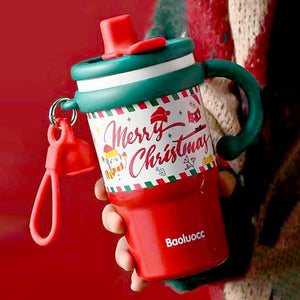 Little Surprise Box Merry Christmas Stainless Steel Water and Coffee Tumbler for Kids and Adults, 600ml with a free cleaning brush - XMAS BOTTLES