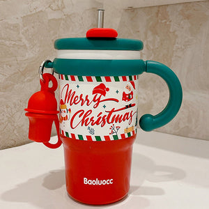 Little Surprise Box Merry Christmas Stainless Steel Water and Coffee Tumbler for Kids and Adults, 600ml with a free cleaning brush - XMAS BOTTLES