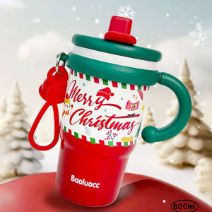 Little Surprise Box Merry Christmas Stainless Steel Water and Coffee Tumbler for Kids and Adults, 600ml with a free cleaning brush - XMAS BOTTLES