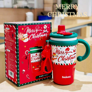 Little Surprise Box Merry Christmas Stainless Steel Water and Coffee Tumbler for Kids and Adults, 600ml with a free cleaning brush - XMAS BOTTLES