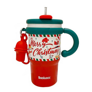 Little Surprise Box Merry Christmas Stainless Steel Water and Coffee Tumbler for Kids and Adults, 600ml with a free cleaning brush - XMAS BOTTLES