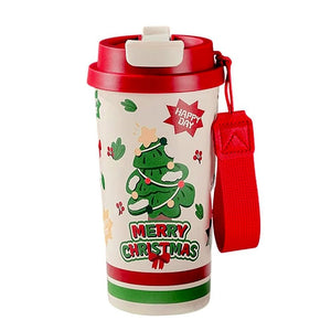 Little Surprise Box Merry Christmas Tree, xmas themed, stainless steel Coffee/Water Tumbler Bottle, 500ml with free cleaning brush - XMAS BOTTLES
