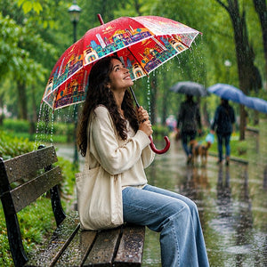 Little Surprise Box Mexico Print Umbrella | The Mom Store - Maroon Umbrella