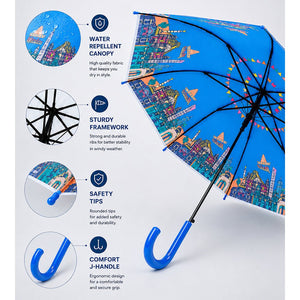 Little Surprise Box Mexico Print Umbrella | The Mom Store - Blue Umbrella