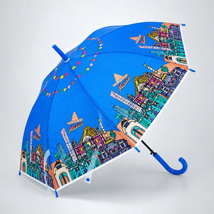 Little Surprise Box Mexico Print Umbrella | The Mom Store - Blue Umbrella