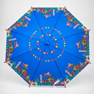 Little Surprise Box Mexico Print Umbrella | The Mom Store - Blue Umbrella