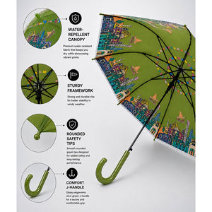 Little Surprise Box Mexico Print Umbrella | The Mom Store - Green Umbrella