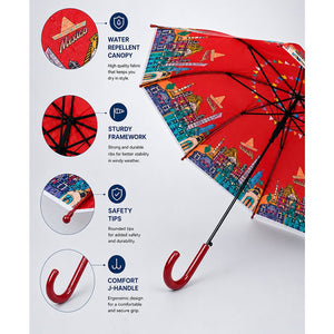 Little Surprise Box Mexico Print Umbrella | The Mom Store - Maroon Umbrella