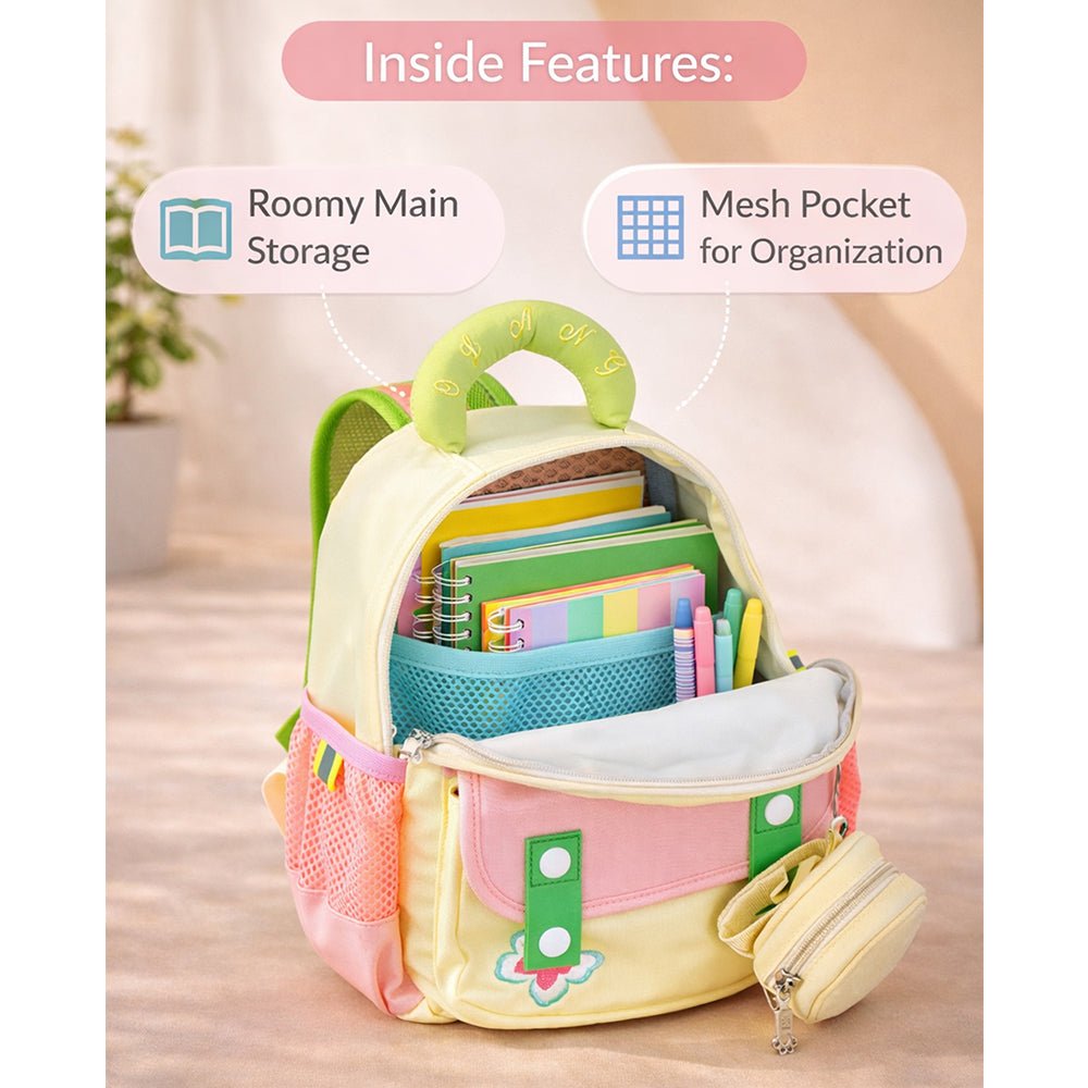 Little Surprise Box Mini Green & Pink Butterfly toddlers Backpack for nursery school and travel - Baby Bags