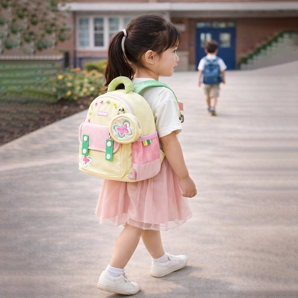 Little Surprise Box Mini Green & Pink Butterfly toddlers Backpack for nursery school and travel - Baby Bags