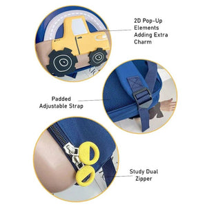 Little Surprise Box, Mini Size Car Nursery and Early School Backpack for Pre Toddlers - LSB - BG - BLUECAR