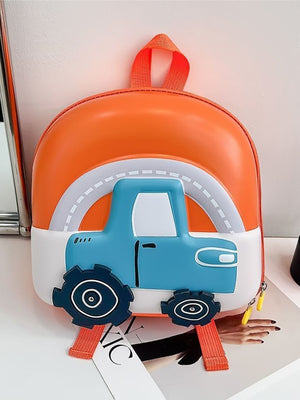 Little Surprise Box, Mini Size Car Nursery and Early School Backpack for Pre Toddlers - LSB - BG - ORNGECAR