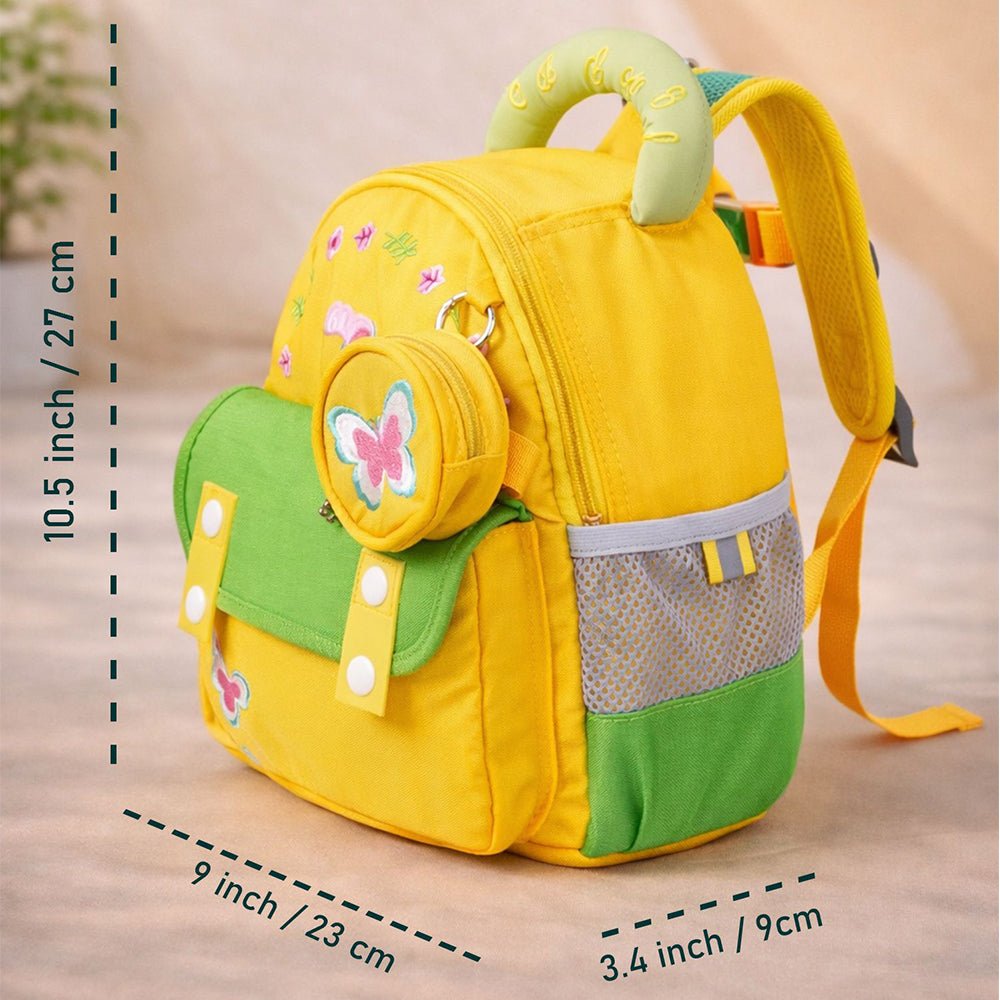 Little Surprise Box Mini Yellow & Green Butterfly toddlers Backpack for nursery school and travel - Baby Bags